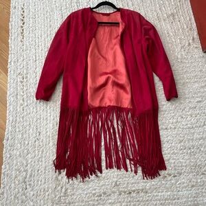 Fringe red jacket - vintage - real leather